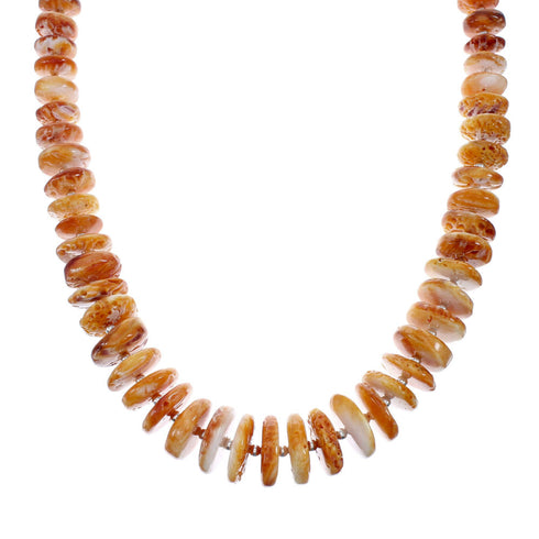 Navajo Genuine Sterling Silver Oyster Shell Bead Necklace AX129925